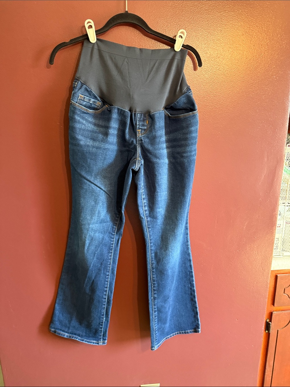 Old Navy Dark Blue Maternity Boot Cut Jeans with Stretch Panel 10short